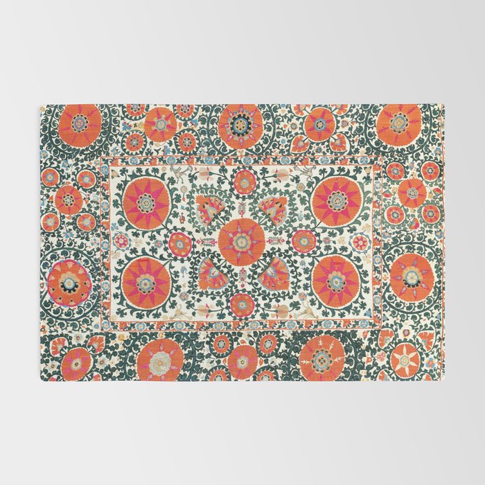 Shakhrisyabz Suzani Uzbek Embroidery Print Rug Gallery Image 2