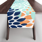 Floral Blooms, Navy, Orange, Teal, Gray Table Runner Gallery Image 1
