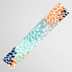 Floral Blooms, Navy, Orange, Teal, Gray Table Runner Gallery Image 3