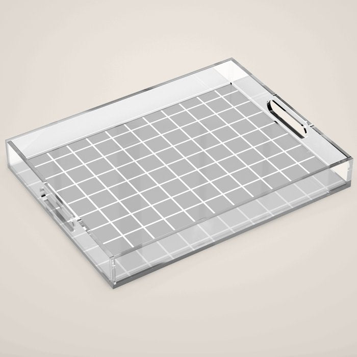 Grid Pattern Gray 2 Acrylic Tray Gallery Image 1