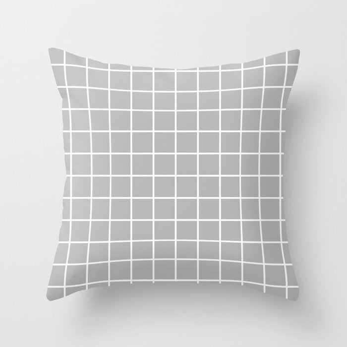 Grid Pattern Gray 2 Throw Pillow Gallery Image 6