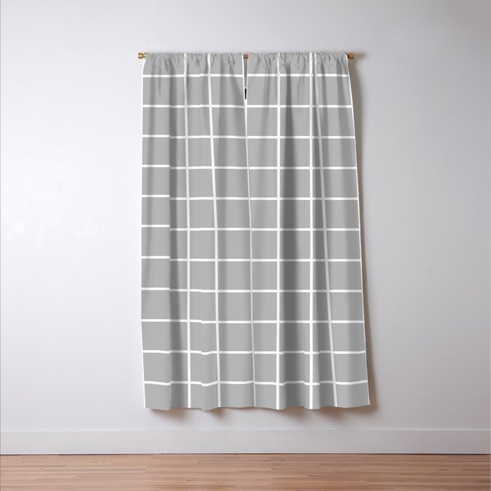 Grid Pattern Gray 2 Window Curtain Gallery Image 3