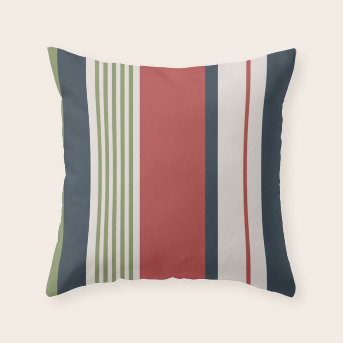 Modern Christmas Stripes 2025 Throw Pillow Gallery Image 1