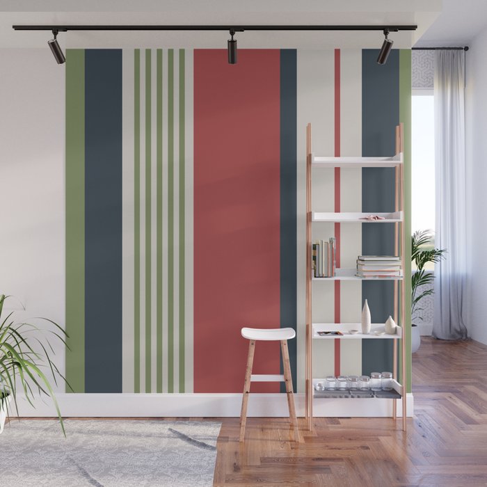 Modern Christmas Stripes 2025 Wall Mural Gallery Image 1