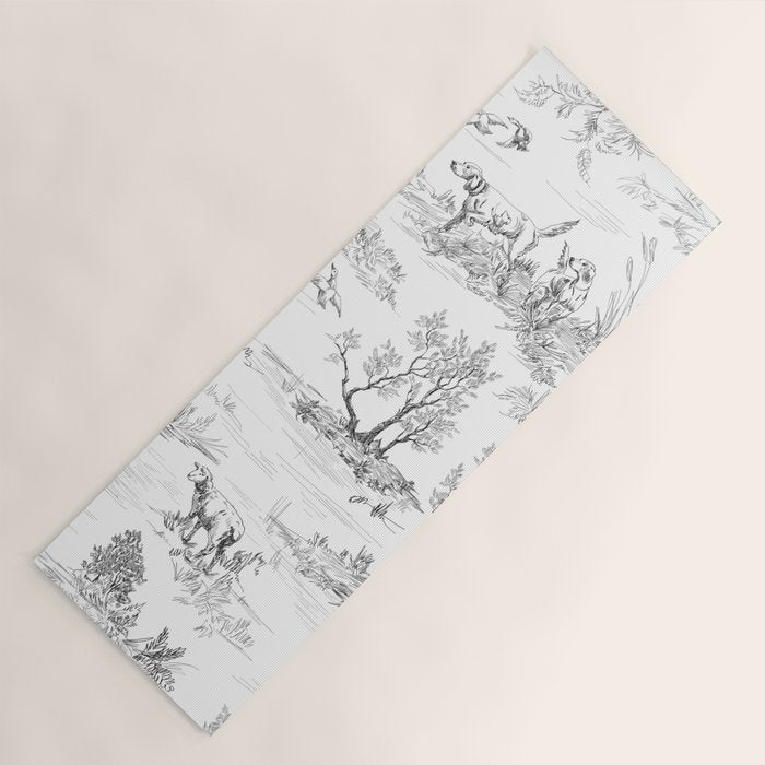 Toile de Jouy Vintage French Black & White Pattern Yoga Mat Gallery Image 1