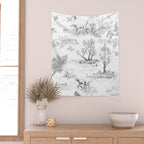 Toile de Jouy Vintage French Black & White Pattern Wall Tapestry Gallery Image 2