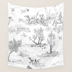 Toile de Jouy Vintage French Black & White Pattern Wall Tapestry Gallery Image 4