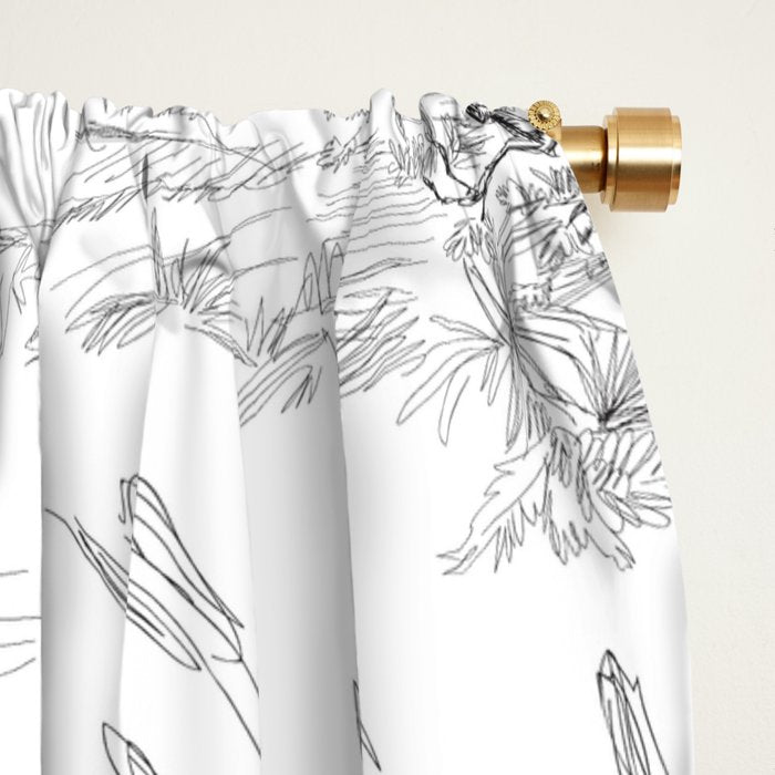 Toile de Jouy Vintage French Black & White Pattern Window Curtain Gallery Image 2