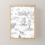 Toile de Jouy Vintage French Black & White Pattern Mini Art Print Gallery Image 1