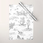 Toile de Jouy Vintage French Black & White Pattern Wrapping Paper Gallery Image 1