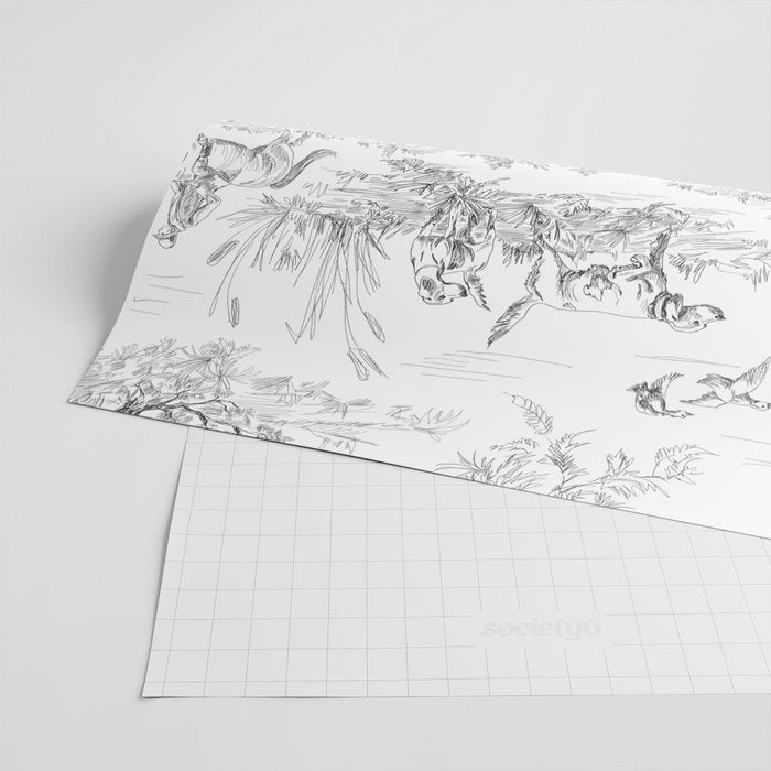 Toile de Jouy Vintage French Black & White Pattern Wrapping Paper Gallery Image 2