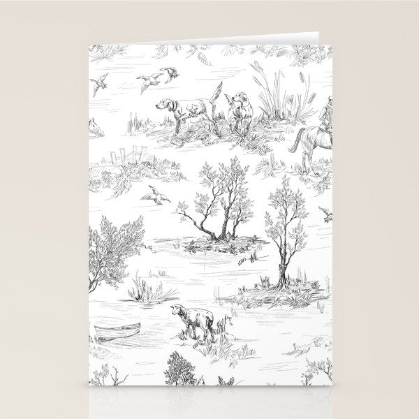 Toile de Jouy Vintage French Black & White Pattern Stationery Card Gallery Image 2
