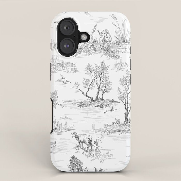 Toile de Jouy Vintage French Black & White Pattern iPhone Case Gallery Image 1