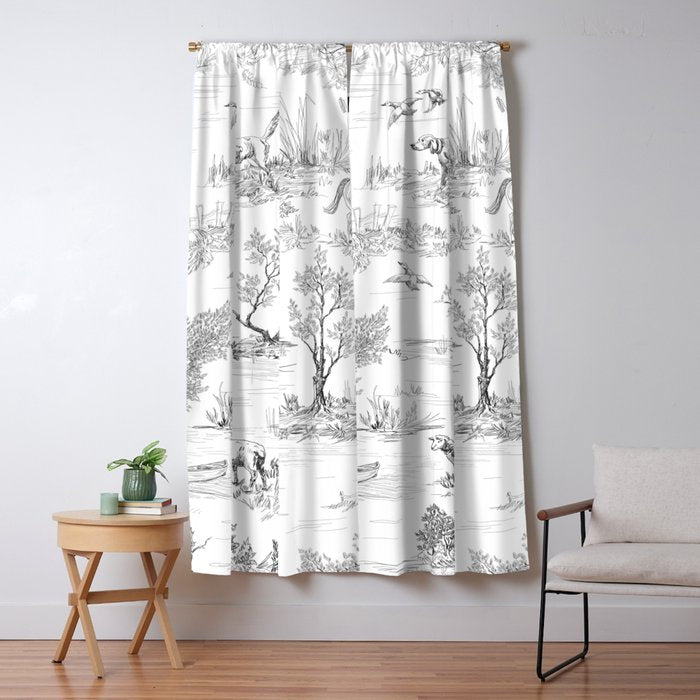 Toile de Jouy Vintage French Black & White Pattern Window Curtain Gallery Image 5