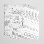 Toile de Jouy Vintage French Black & White Pattern Wrapping Paper Gallery Image 3