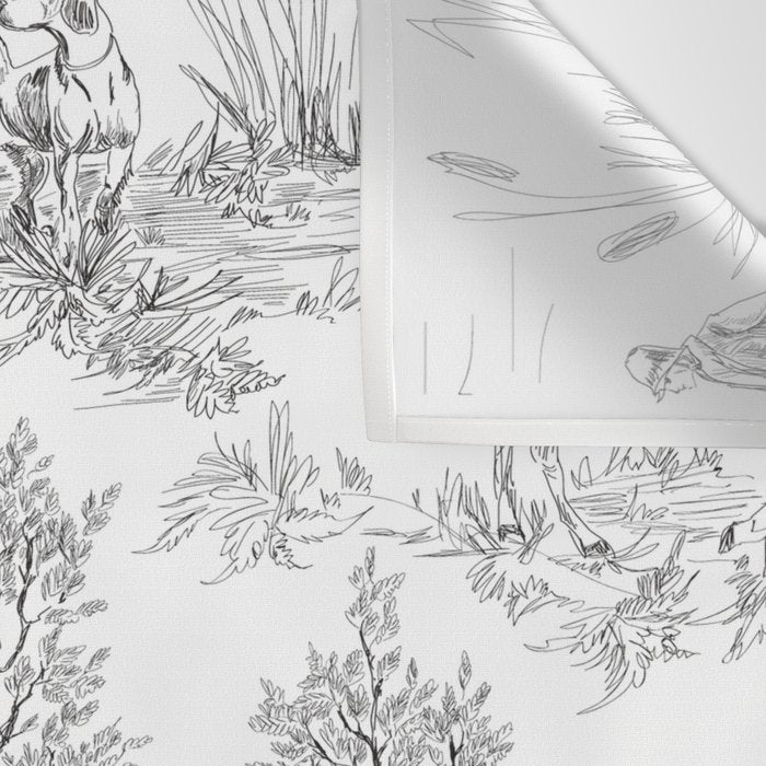 Toile de Jouy Vintage French Black & White Pattern Wall Tapestry Gallery Image 3