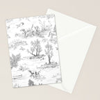 Toile de Jouy Vintage French Black & White Pattern Stationery Card Gallery Image 2