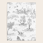 Toile de Jouy Vintage French Black & White Pattern Poster Gallery Image 4