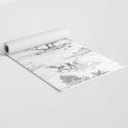 Toile de Jouy Vintage French Black & White Pattern Yoga Mat Gallery Image 2