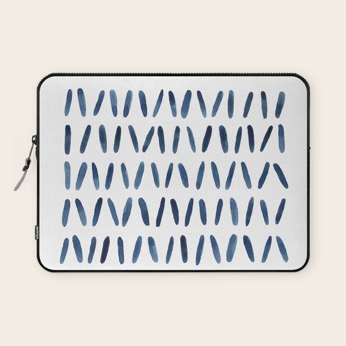 Strokes Pattern | Indigo Watercolor Painting Laptop Sleeve Gallery Image 1