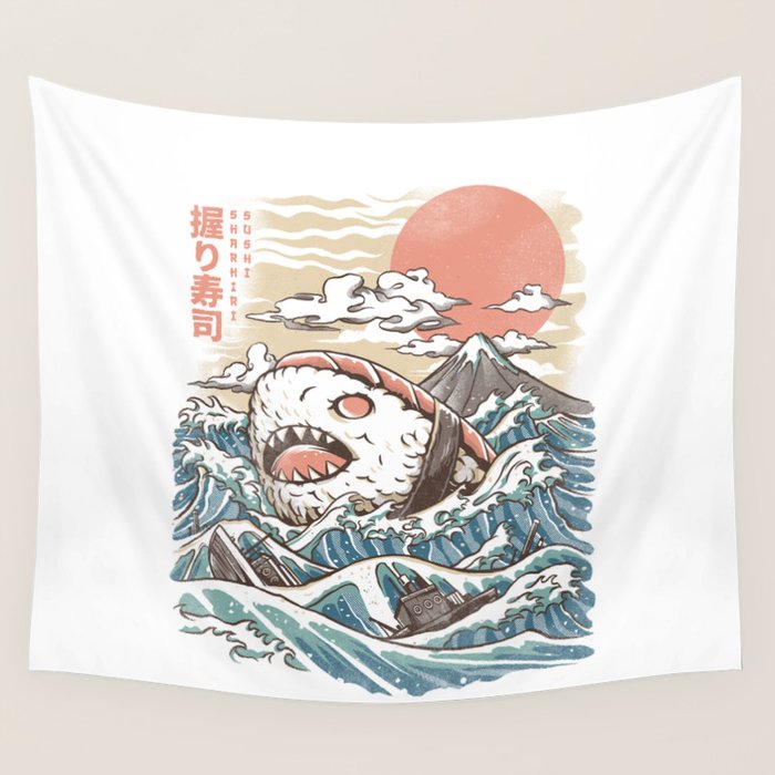 Sharkiri Sushi Wall Tapestry Gallery Image 4