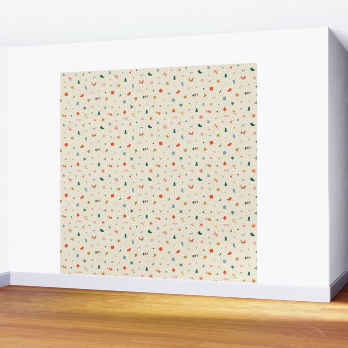 Retro abstract christmas decoration pattern Wall Mural Gallery Image 2