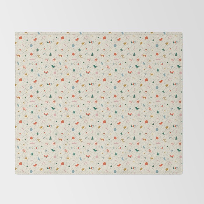 Retro abstract christmas decoration pattern Throw Blanket Gallery Image 2