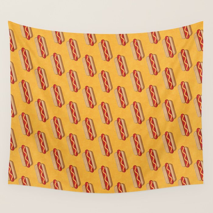 FAST FOOD / Hot Dog - pattern Wall Tapestry Gallery Image 1