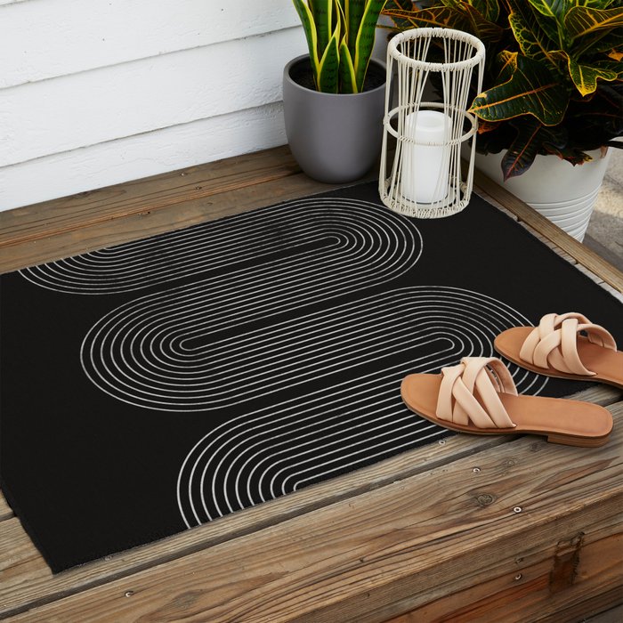 Mid-Century Modern No.18 - Woodblock Print Outdoor Rug Gallery Image 2
