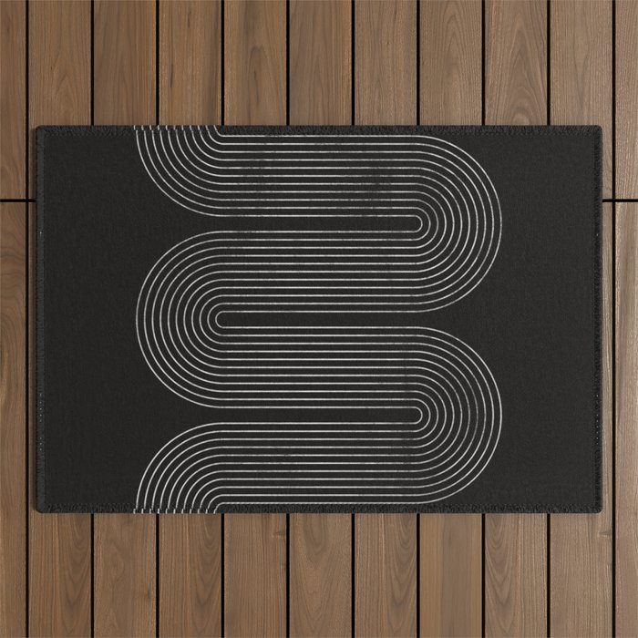 Mid-Century Modern No.18 - Woodblock Print Outdoor Rug Gallery Image 1