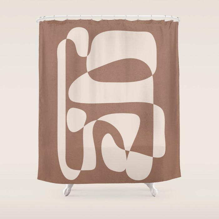 Mocha Modern Abstract 2 Shower Curtain Gallery Image 1