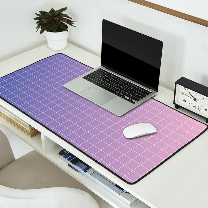 purple / pink - grid Desk Mat Gallery Image 2