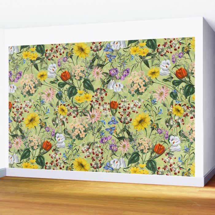Vintage Floral Garden Wall Mural Gallery Image 2