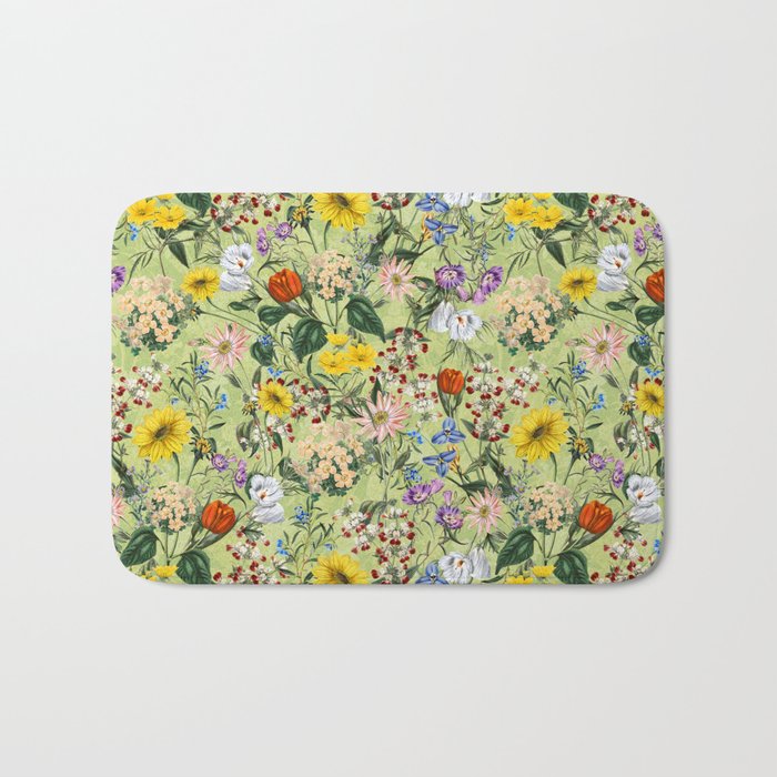 Vintage Floral Garden Bath Mat Gallery Image 1