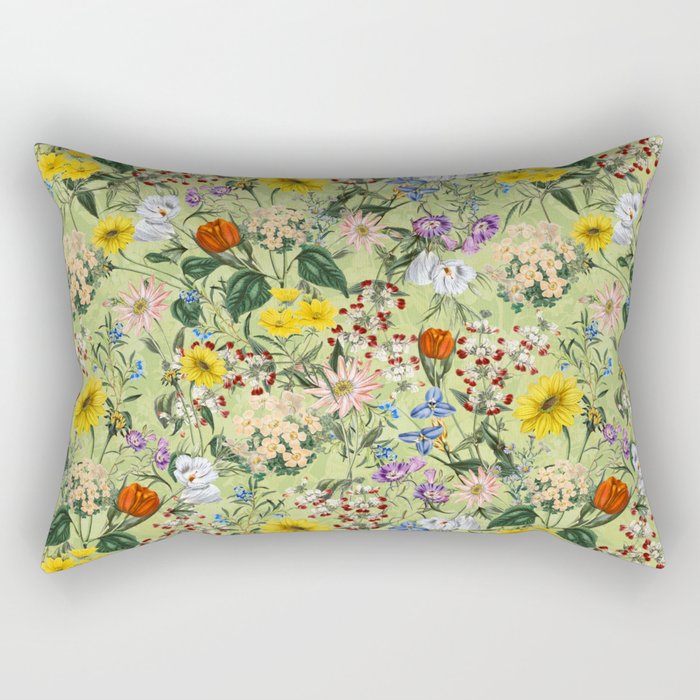 Vintage Floral Garden Rectangular Pillow Gallery Image 2