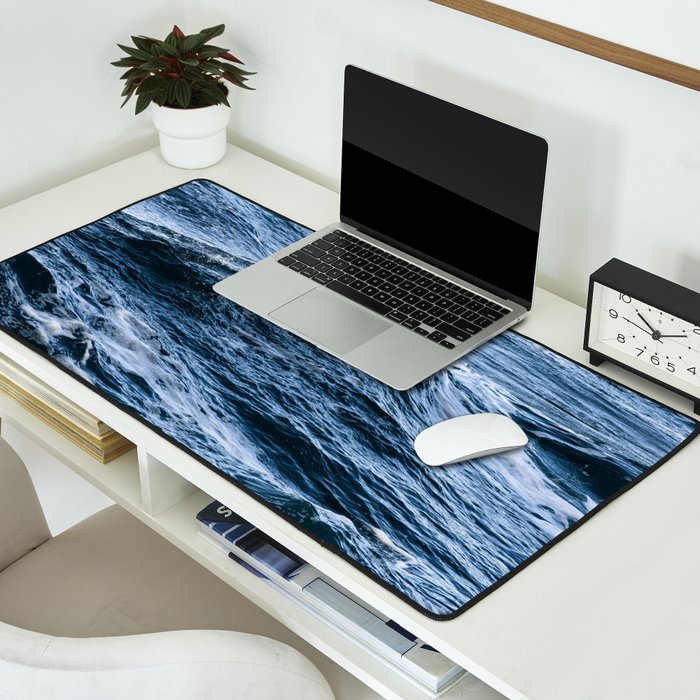 Marbled Waves of Blue Desk Mat Gallery Image 2