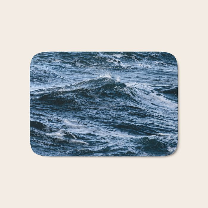 Marbled Waves of Blue Bath Mat Gallery Image 1