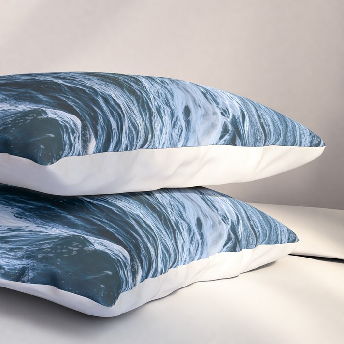 Marbled Waves of Blue Pillow Sham Gallery Image 3