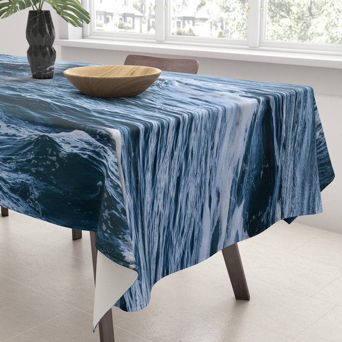 Marbled Waves of Blue Tablecloth Gallery Image 3