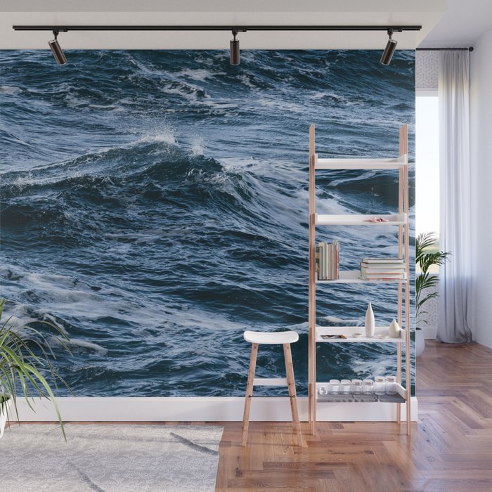 Marbled Waves of Blue Wall Mural Gallery Image 1