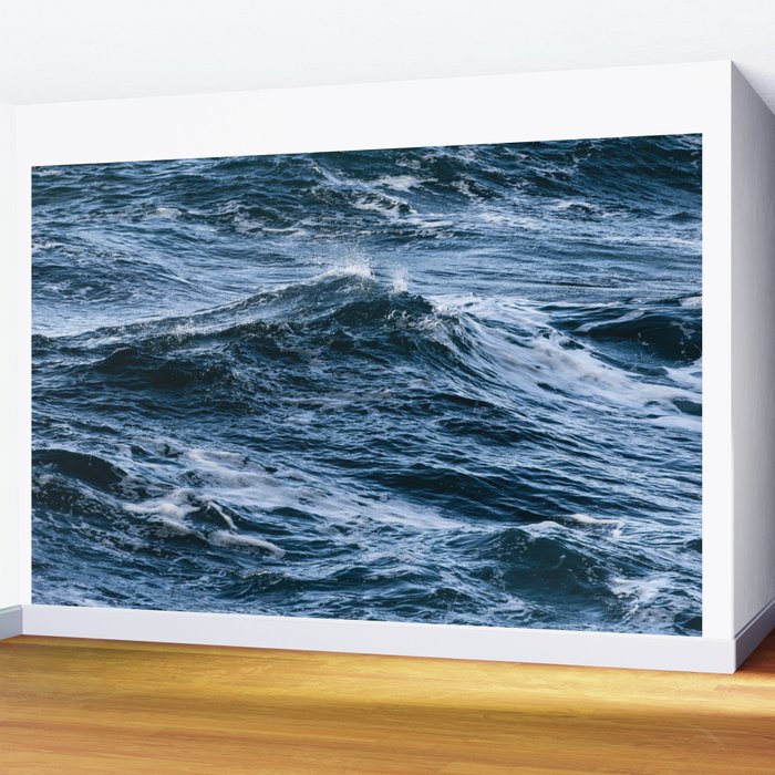 Marbled Waves of Blue Wall Mural Gallery Image 2