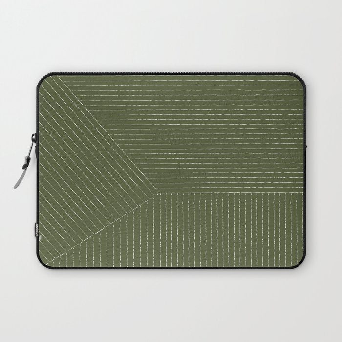 Lines (Moss Green) Laptop Sleeve Gallery Image 1