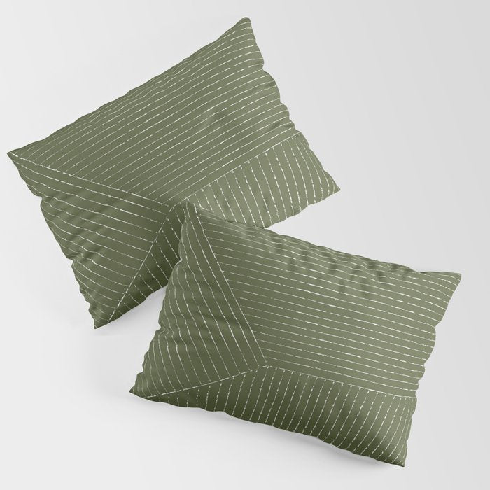 Lines (Moss Green) Pillow Sham Gallery Image 1