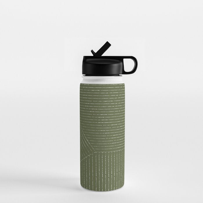 Lines (Moss Green) Water Bottle Gallery Image 1