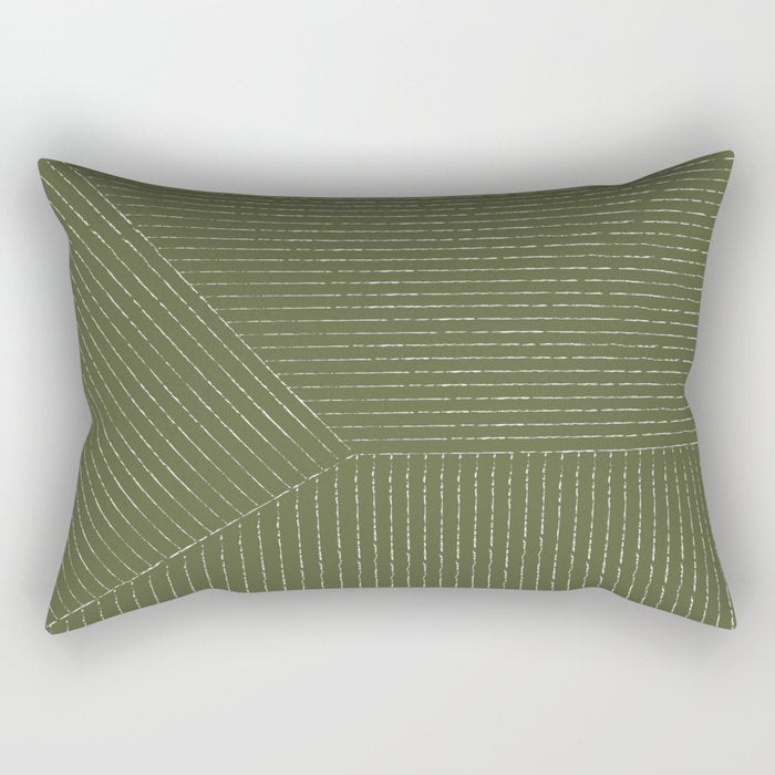 Lines (Moss Green) Rectangular Pillow Gallery Image 1