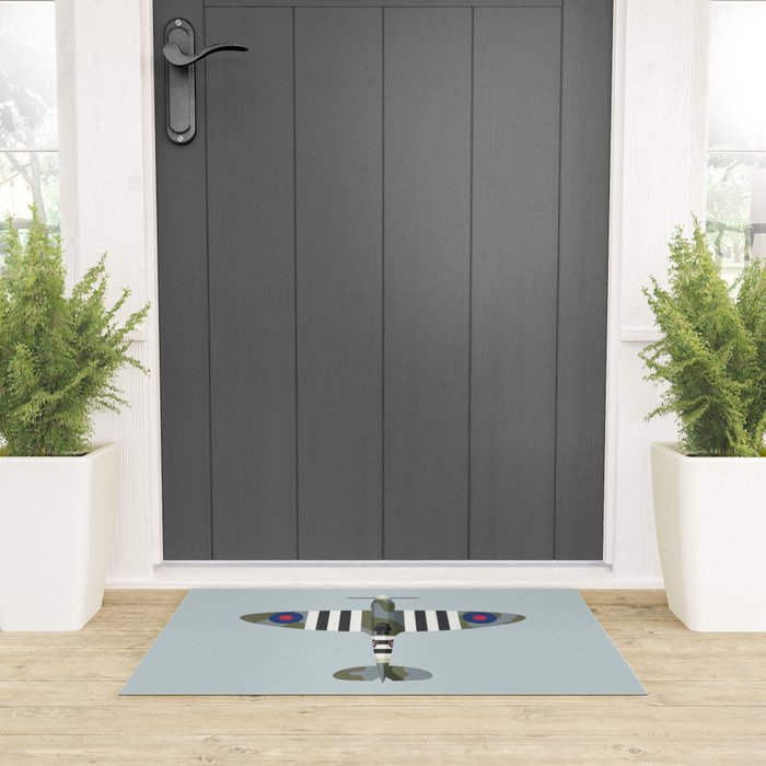 Spitfire WWII Fighter Aircraft - Grey Welcome Mat Gallery Image 3