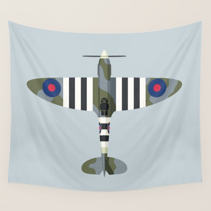 Spitfire WWII Fighter Aircraft - Grey Wall Tapestry Gallery Image 4