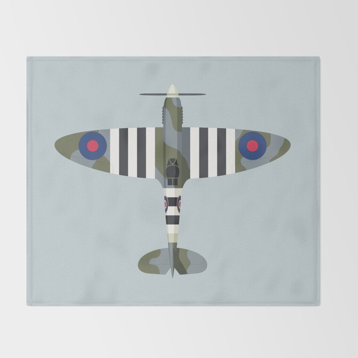 Spitfire WWII Fighter Aircraft - Grey Throw Blanket Gallery Image 2