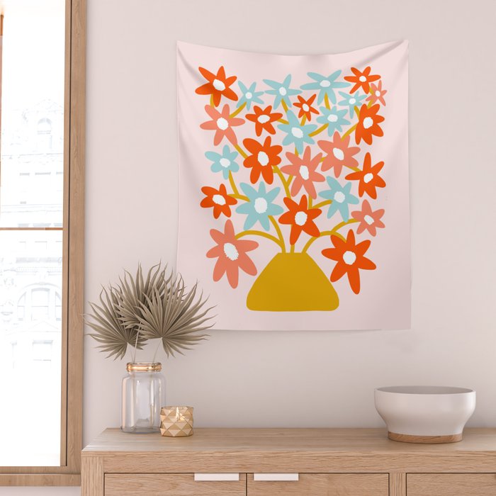 Sunny vase with Super Bloom Daisies Wall Tapestry Gallery Image 2