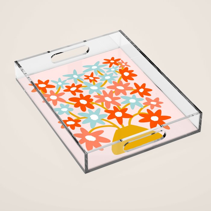 Sunny vase with Super Bloom Daisies Acrylic Tray Gallery Image 1